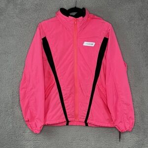 Vintage Nike Windbreaker Jacket Medium Vented Hideaway Hood Neon Pink Black Zip